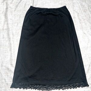 RSQ Black Midi Slip Skirt with Scalloped Hem